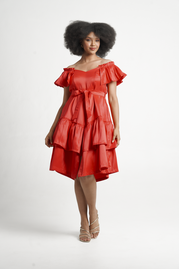 Frida Red Off The Shoulder Dress