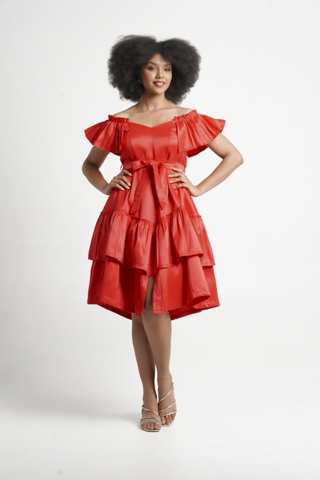 Frida Red Off The Shoulder Dress