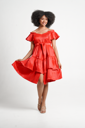 Frida Red Off The Shoulder Dress