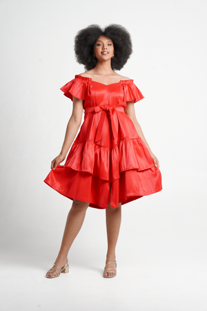 Frida Red Off The Shoulder Dress