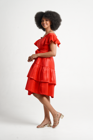 Frida Red Off The Shoulder Dress