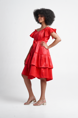 Frida Red Off The Shoulder Dress