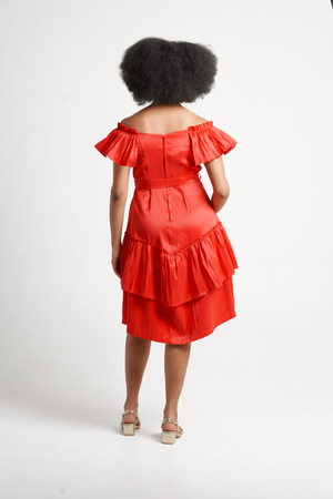 Frida Red Off The Shoulder Dress