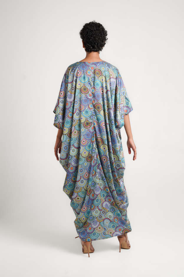 Frida Blue/Multicolor Kaftan Dress
