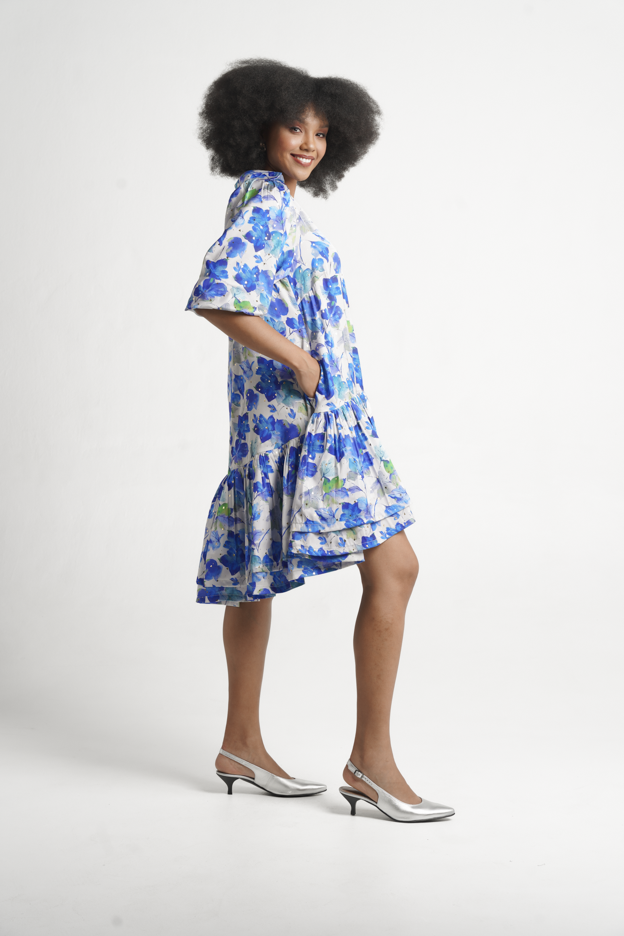 Frida White/Blue Lindi Dress