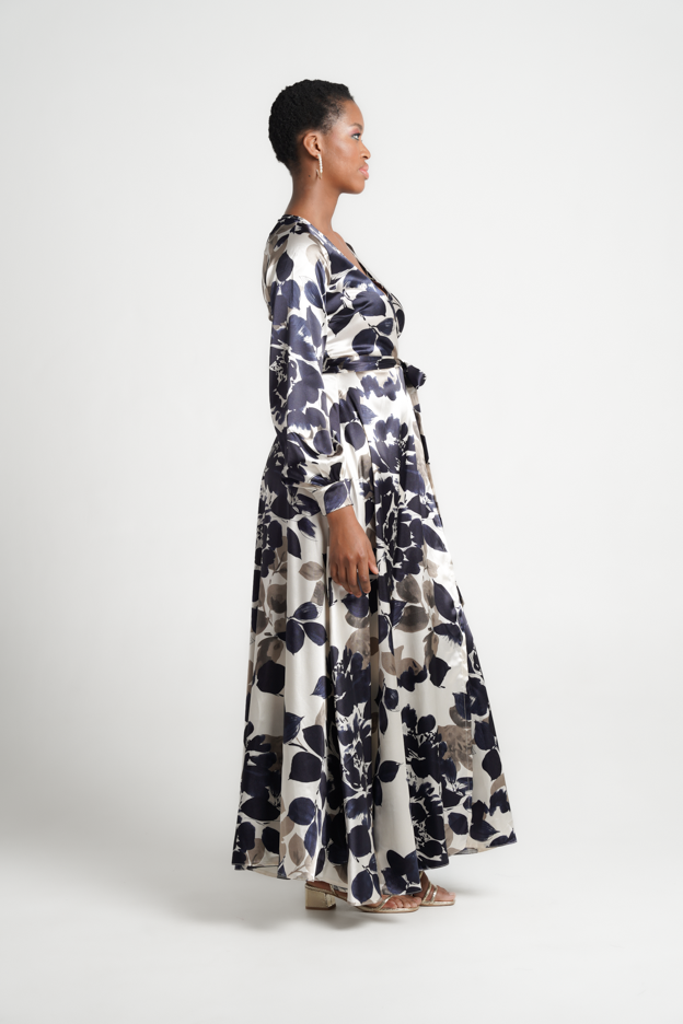 Fluidity Satin Wrap Dress