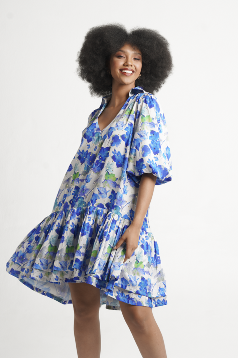 Frida White/Blue Lindi Dress