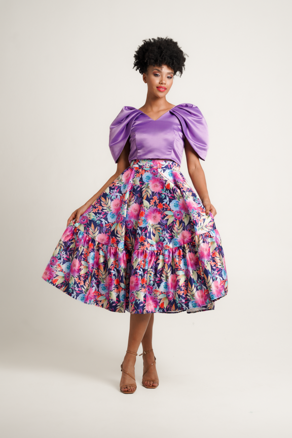 
            
                Load image into Gallery viewer, Skhathi Collection Floral Duchess Skirt
            
        