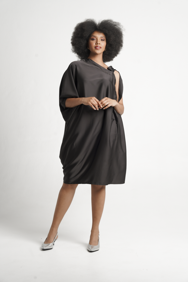 Frida Black Assymetrical Kaftan Dress