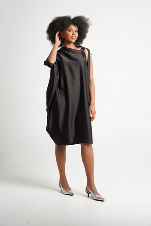 Frida Black Assymetrical Kaftan Dress