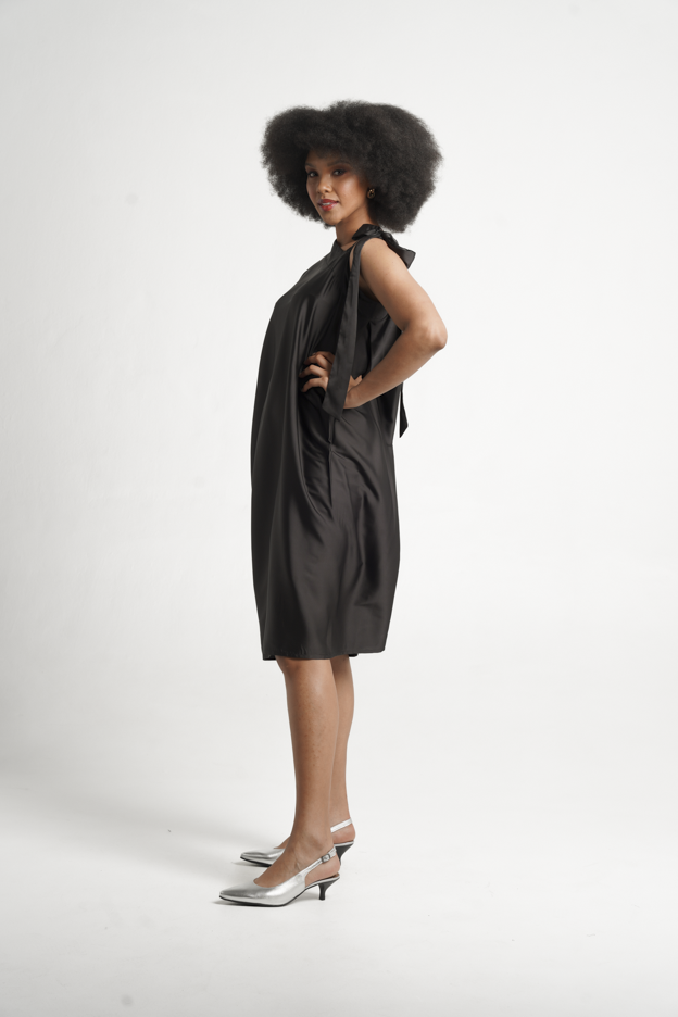 Frida Black Assymetrical Kaftan Dress