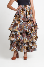 Frida Brn/Blk/Whte Multilayered Skirt