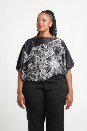 Frida Black/White Kimono Top