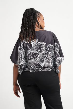 Frida Black/White Kimono Top