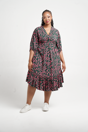 Colleen Eitzen Magenta Print Crossover Tori Dress