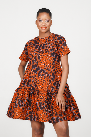 
            
                Load image into Gallery viewer, Angalia Naledi Dress   A Line Shape  Dress With Bottom Frill
            
        