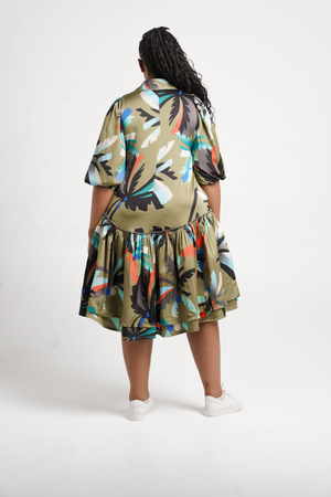 Frida Olive/Black Lindi Midi Dress