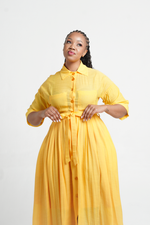 Frida Yellow Maxi Kimono Shirt Dress