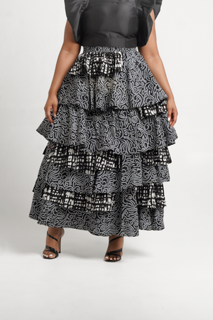 Frida Black/White Contrasted Multilayered Skirt