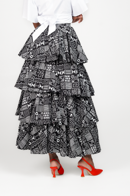 Frida Black/White Multilayered Skirt