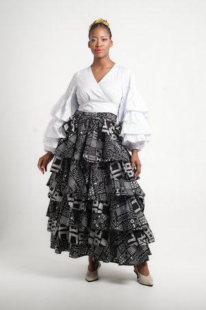 Frida White Frilled Crossover Top