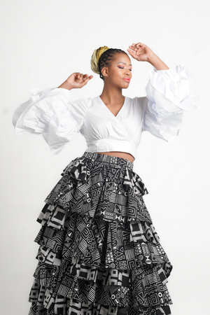 Frida White Frilled Crossover Top