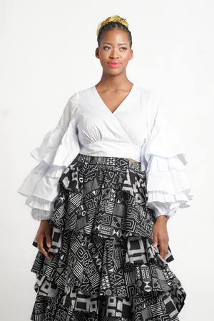 Frida White Frilled Crossover Top