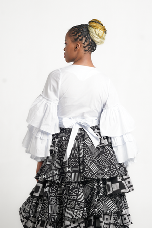 Frida White Frilled Crossover Top