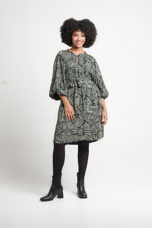 Colleen Eitzen Sage/Black Print Zia Dress