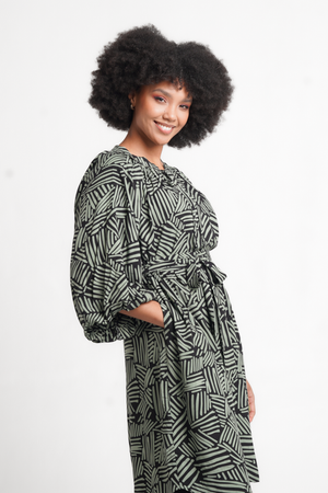 Colleen Eitzen Sage/Black Print Zia Dress