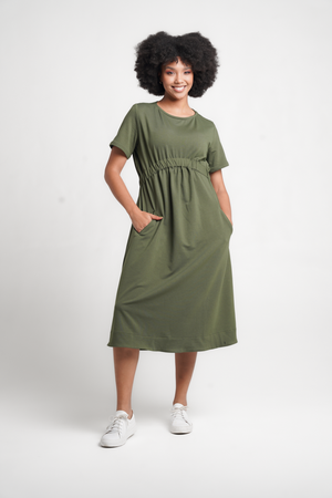 Colleen Eitzen Dark Olive Terry Knit Donna Dress