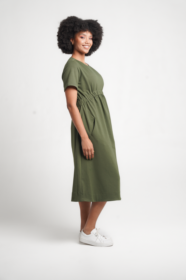 Colleen Eitzen Dark Olive Terry Knit Donna Dress