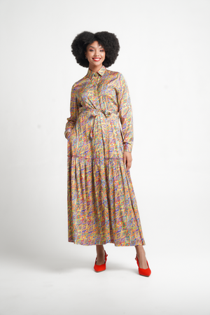 Frida Lime Printed Gipsy Shirt Dress