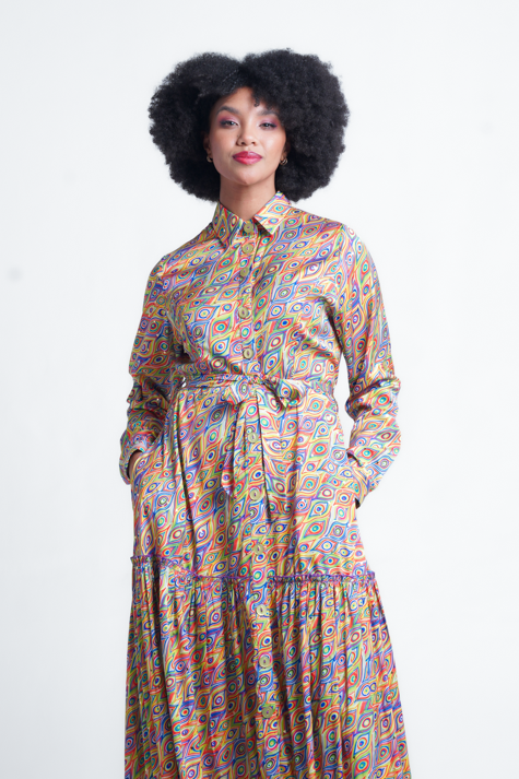 Frida Lime Printed Gipsy Shirt Dress