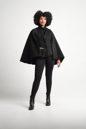 Frida Black Cape Coat