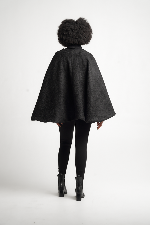 Frida Black Cape Coat