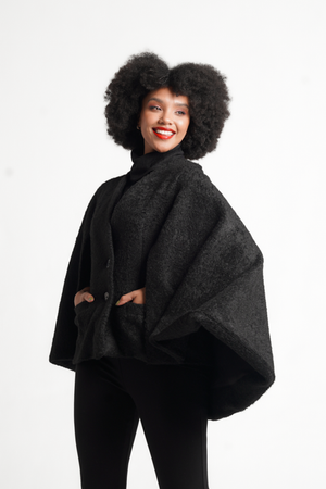 Frida Black Cape Coat