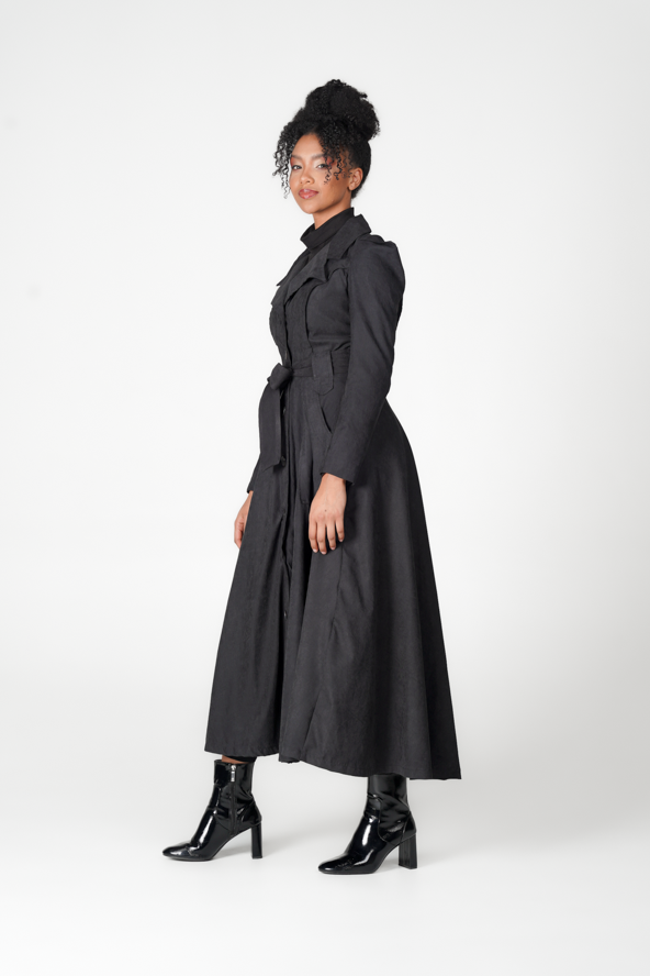 
            
                Load image into Gallery viewer, Frida Black Princess Coat Dress
            
        