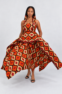 Angalia Masaki Halter Neck Midi Dress