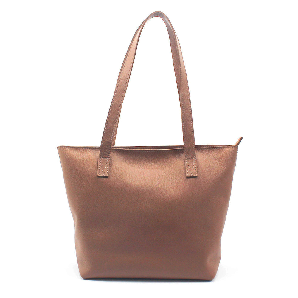 Antelo Emmy Unlined Pebble Leather Tote With Zip - Iced Coffee
