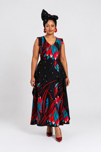 Frida Black/Multicolor Hankeyhem Maxi Ankara Dress