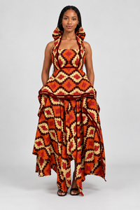 Angalia Masaki Halter Neck Midi Dress