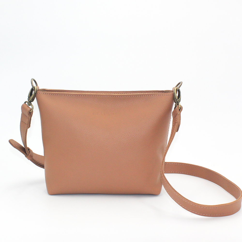 
            
                Load image into Gallery viewer, Antelo Maxie Petite Pebble Leather Crossbody - Iced Coffee
            
        