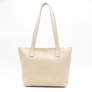 Antelo Milly Unlined Midi Pebble Leather Tote With Zip - Vanilla Frappe