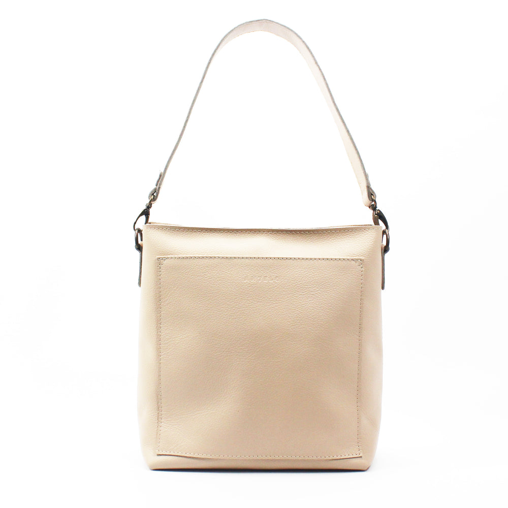 Antelo Josie Prism Pebble Leather Shoulder Bag With Sling - Vanilla Frappe