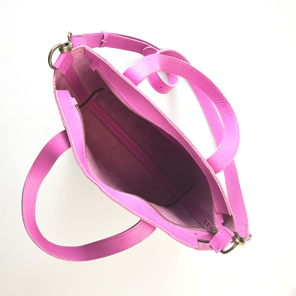 Antelo Katie Pebble Leather Midi Tote Crossbody - Purple Orchid