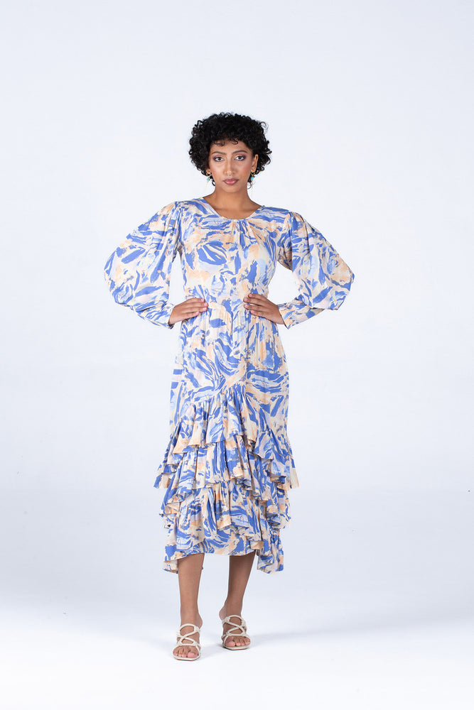 Pearls for El Chevron Botton Frills Dress