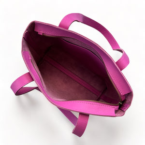 
            
                Load image into Gallery viewer, Antelo Milly Unlined Midi Pebble Leather Tote With Zip - Purple Orchid
            
        