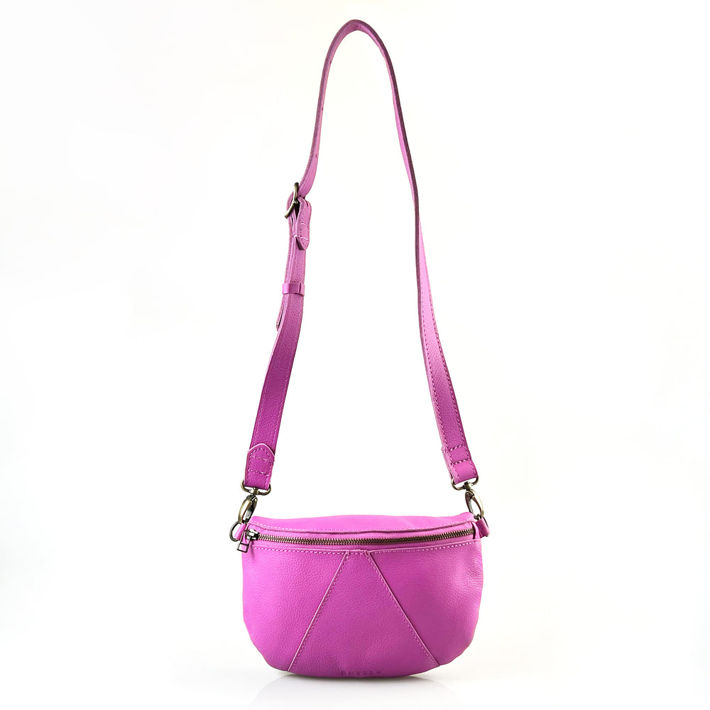
            
                Load image into Gallery viewer, Antelo Ruby Eclipse Adjustable Pebble Leather Moonbag Crossbody - Purple Orchid
            
        
