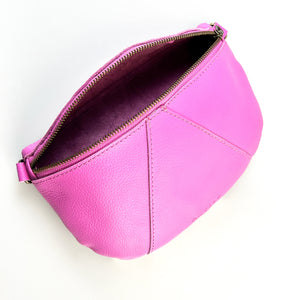 
            
                Load image into Gallery viewer, Antelo Ruby Eclipse Adjustable Pebble Leather Moonbag Crossbody - Purple Orchid
            
        